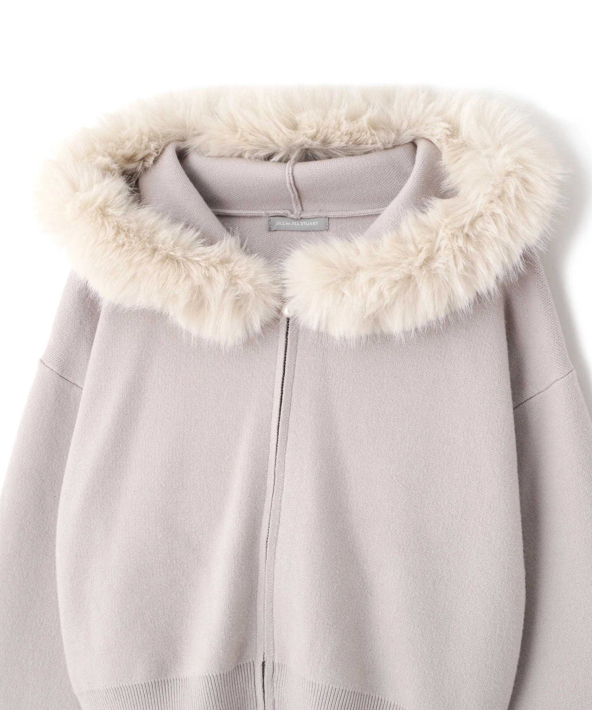  「フェイクファー付きニットパーカー」|ニット・セーター|