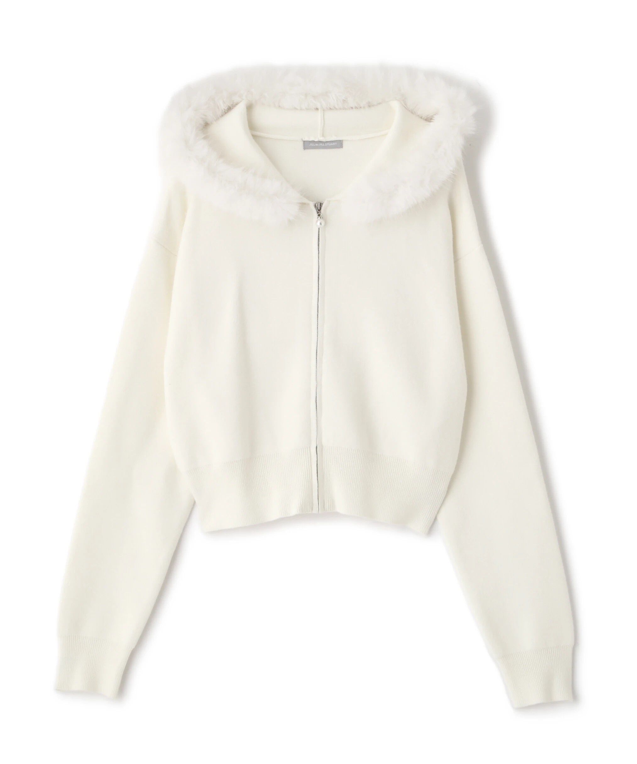  「フェイクファー付きニットパーカー」|ニット・セーター|