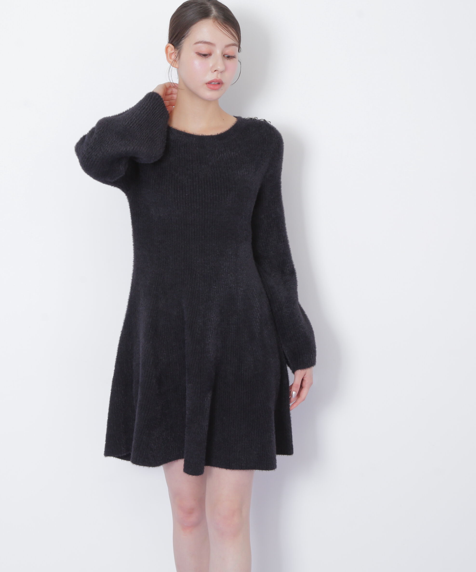  「シャギーミニニットワンピース」|ワンピース|