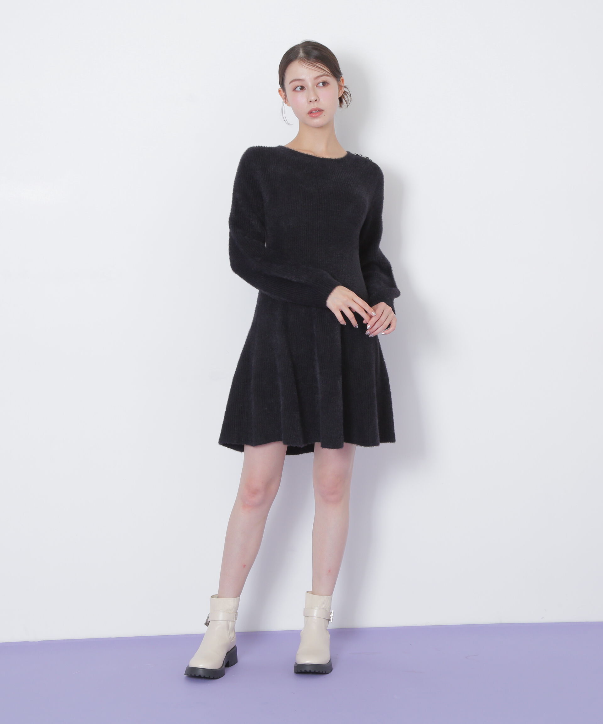  「シャギーミニニットワンピース」|ワンピース|