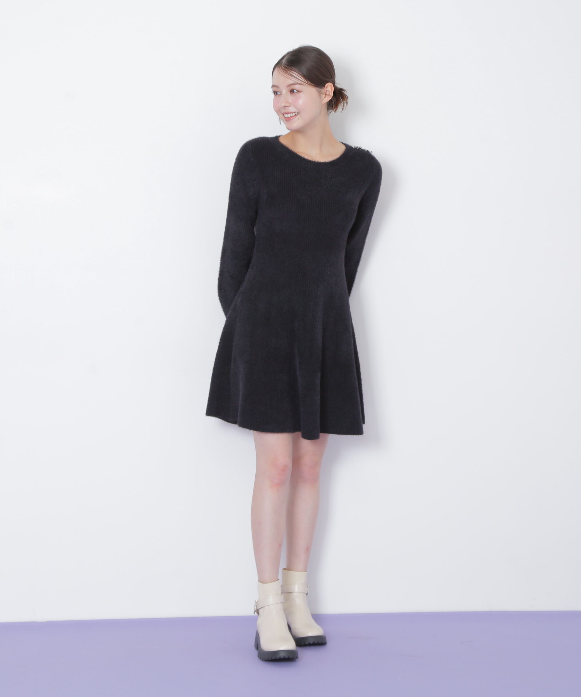  「シャギーミニニットワンピース」|ワンピース|
