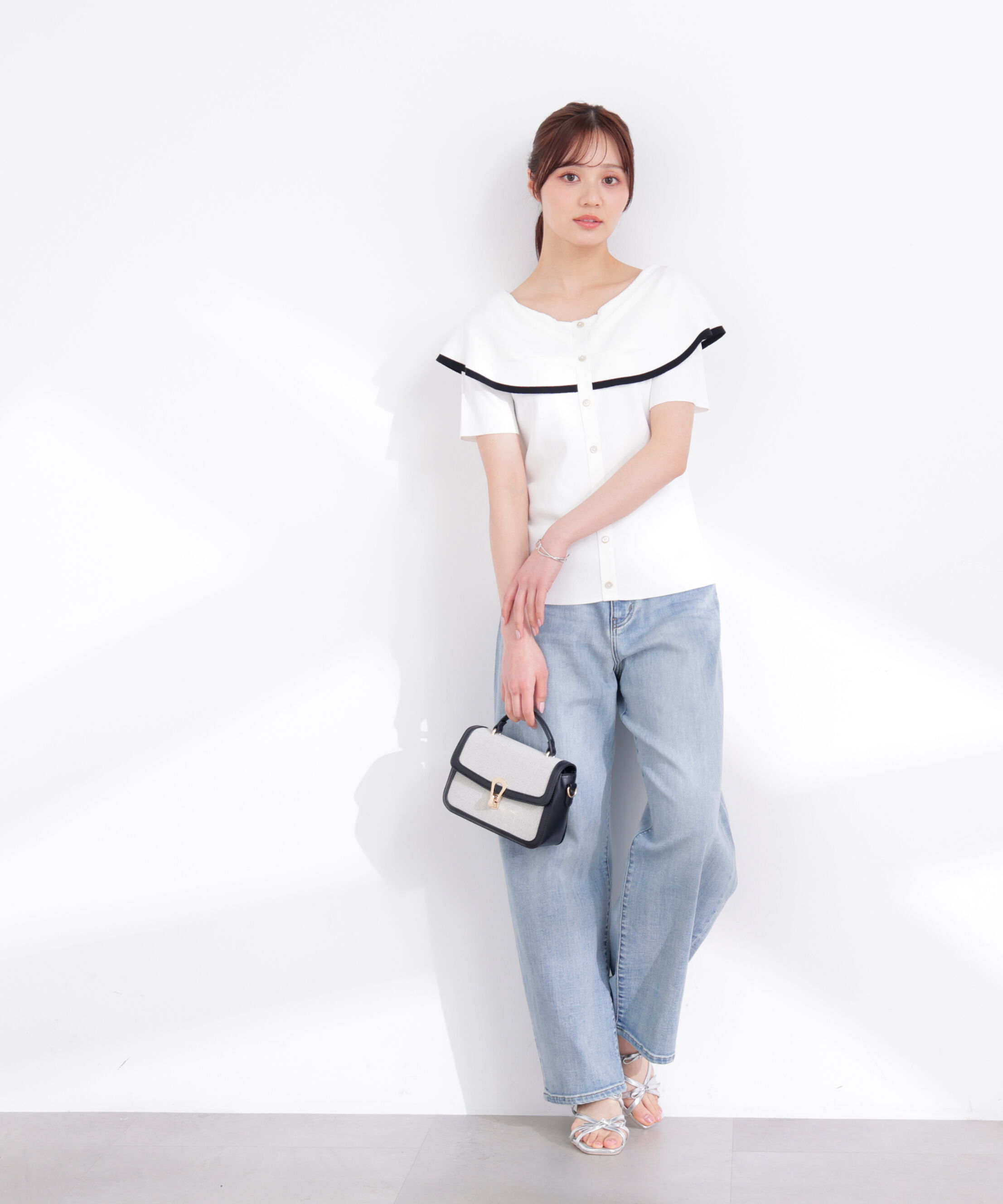 PROPORTION BODY DRESSING「トリムラインケープニットトップス 26SS」|ニット・セーター|