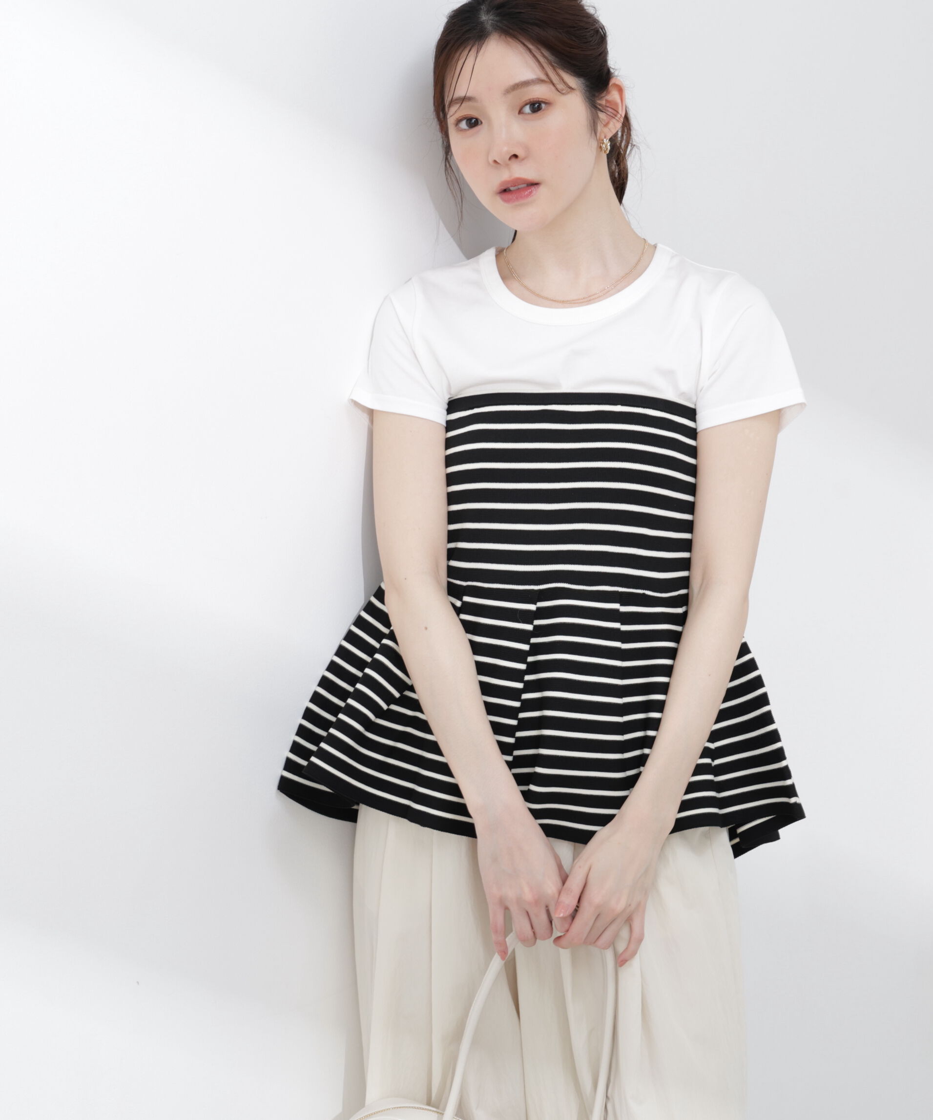PROPORTION BODY DRESSING「〈a/mie〉ペプラムニットビスチェ 26SS」|カーディガン|