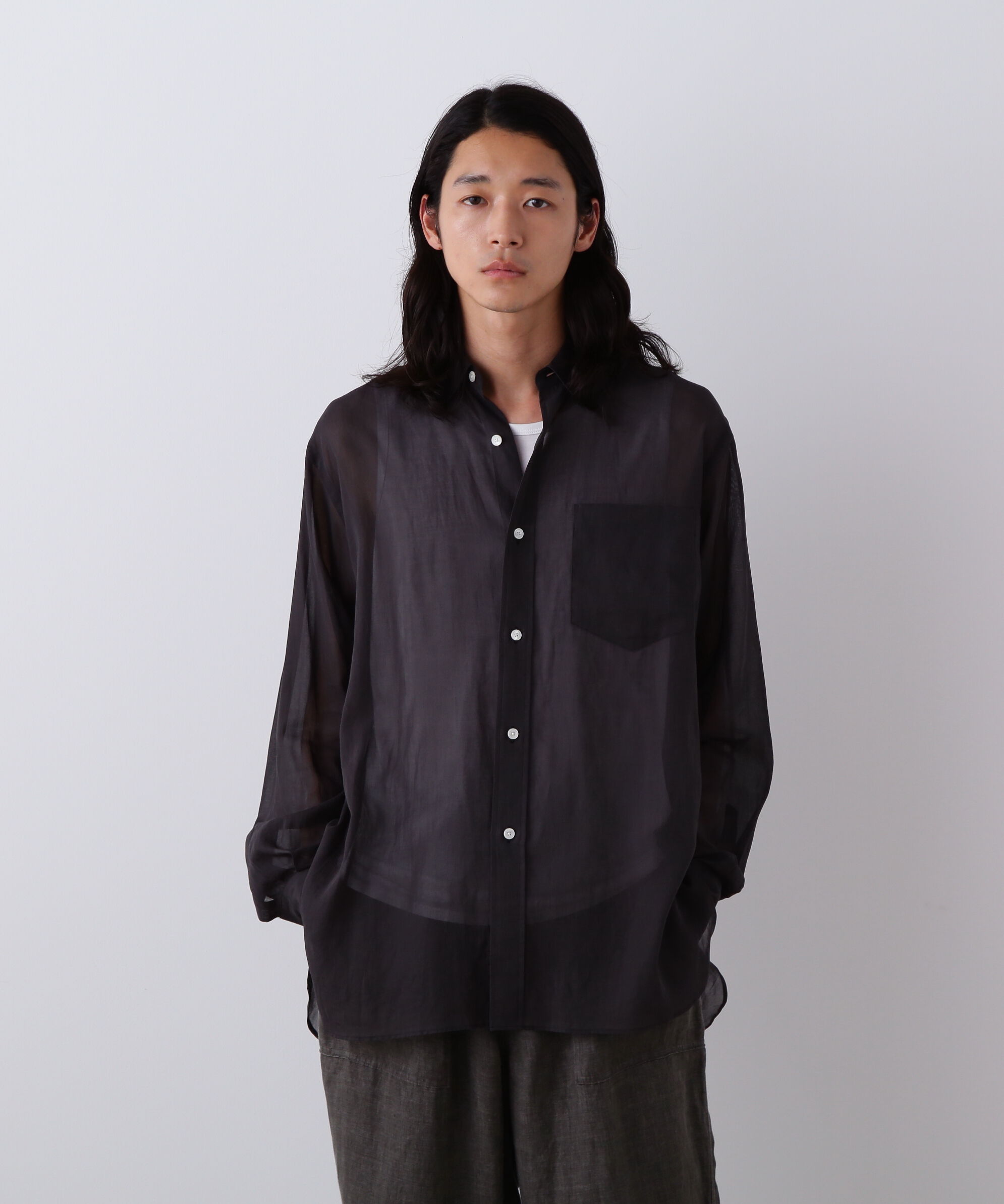 YLEVE 「YLEVE / COTTON VOILE LAWN LONG SLEEVE SHIRT」|シャツ・ブラウス|グレー