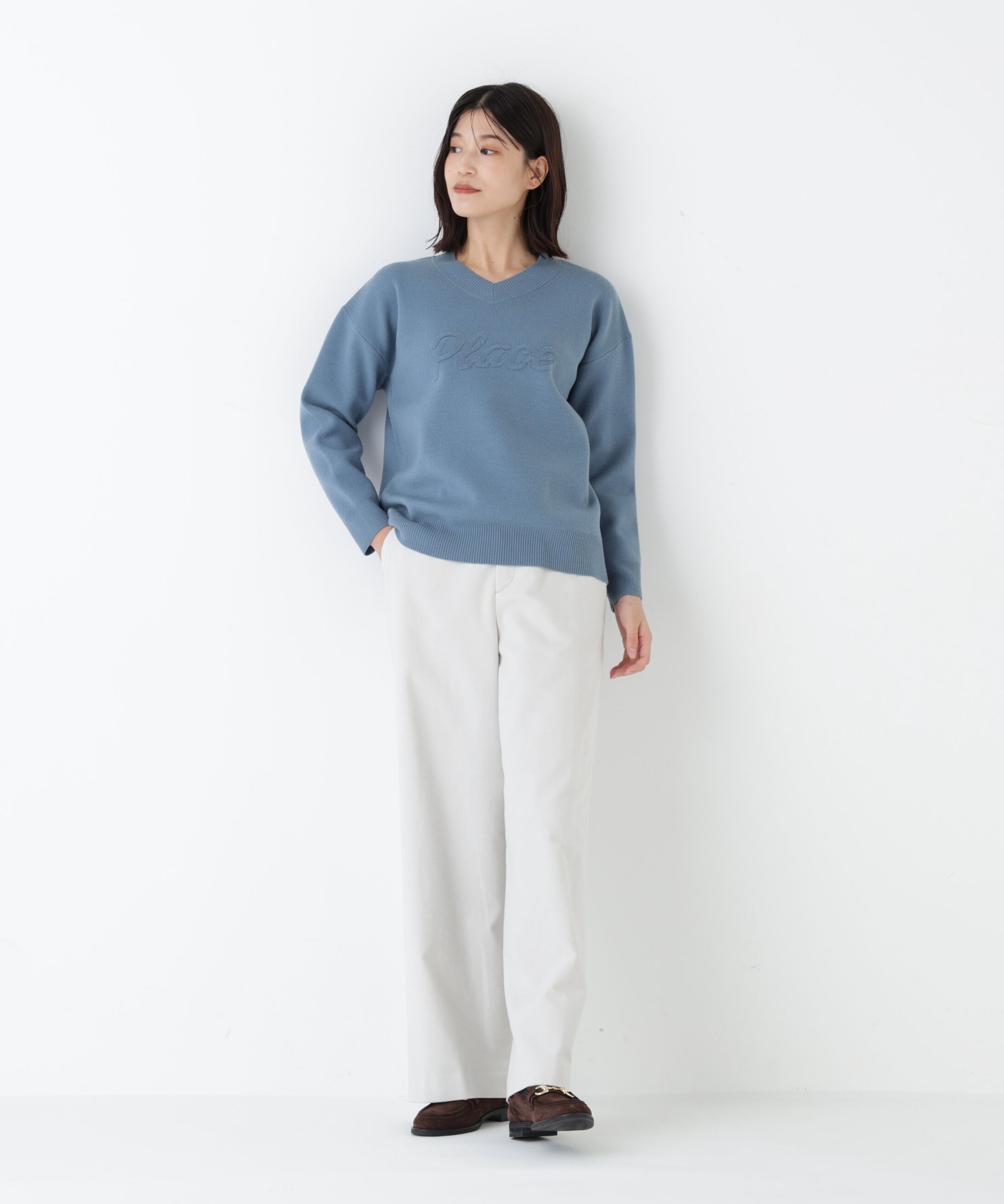  「◆レタードジャガードＶネックニット」|ニット・セーター|