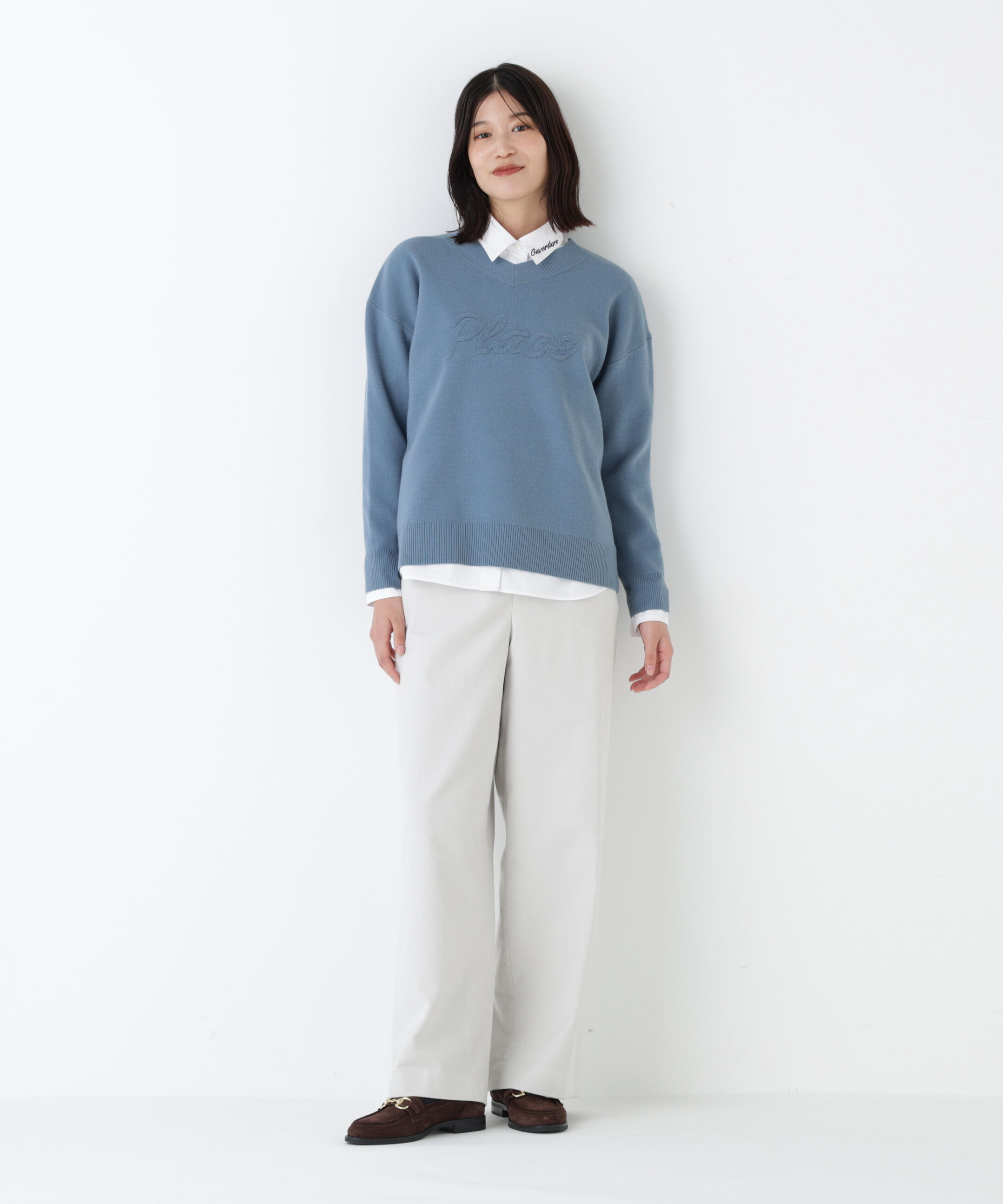  「◆レタードジャガードＶネックニット」|ニット・セーター|