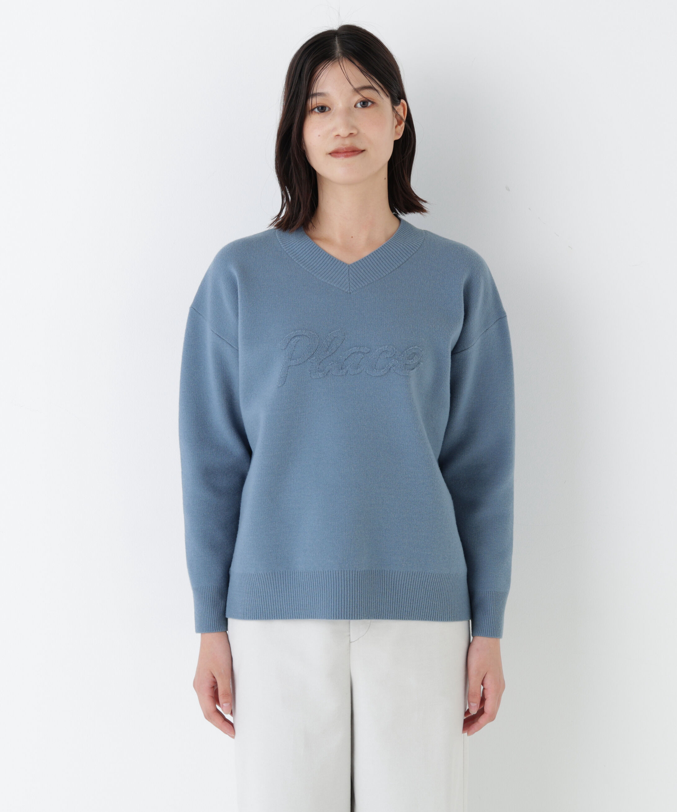  「◆レタードジャガードＶネックニット」|ニット・セーター|