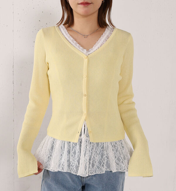 archives「レイヤードレースＴＯＰＳ&times;ニットカーディガンＳＥＴ」|カーディガン|