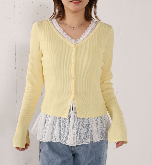 archives「レイヤードレースＴＯＰＳ&times;ニットカーディガンＳＥＴ」|カーディガン|