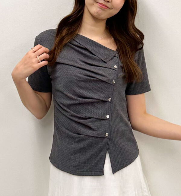 archives「【ＯＮかわ】アシメタックボタンカットＴＯＰＳ　５Ｓ」|Tシャツ・カットソー|