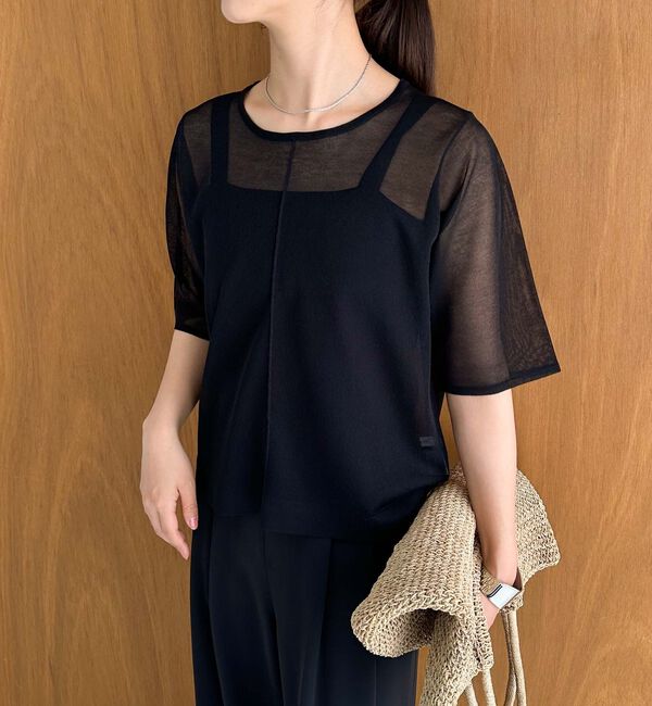 Doux archives「シアーニットアンサンブル」|カーディガン|BLACK