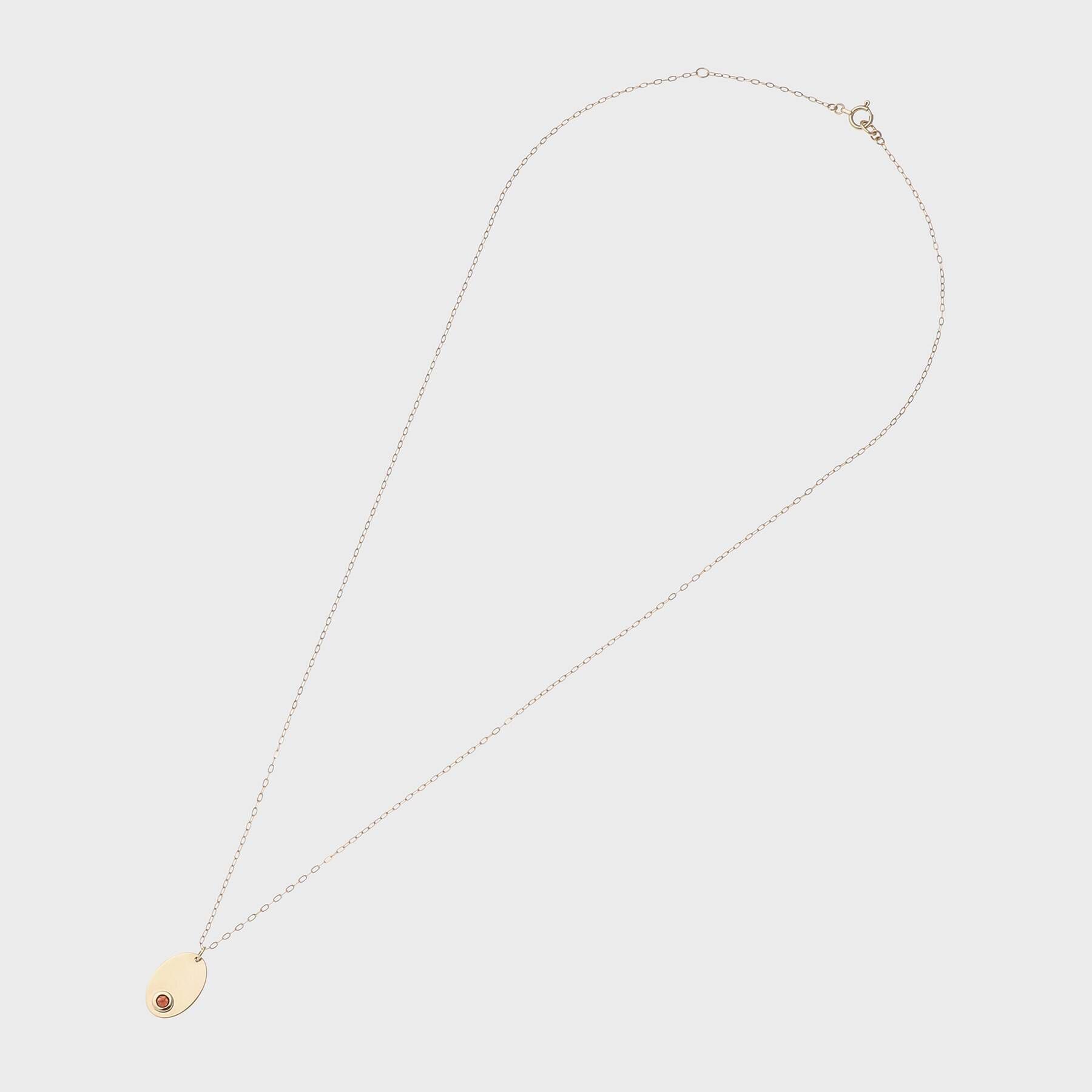 COCOSHNIK「カラーストーン（ガーネット）オーバルプレート　ネックレス」|ネックレス|