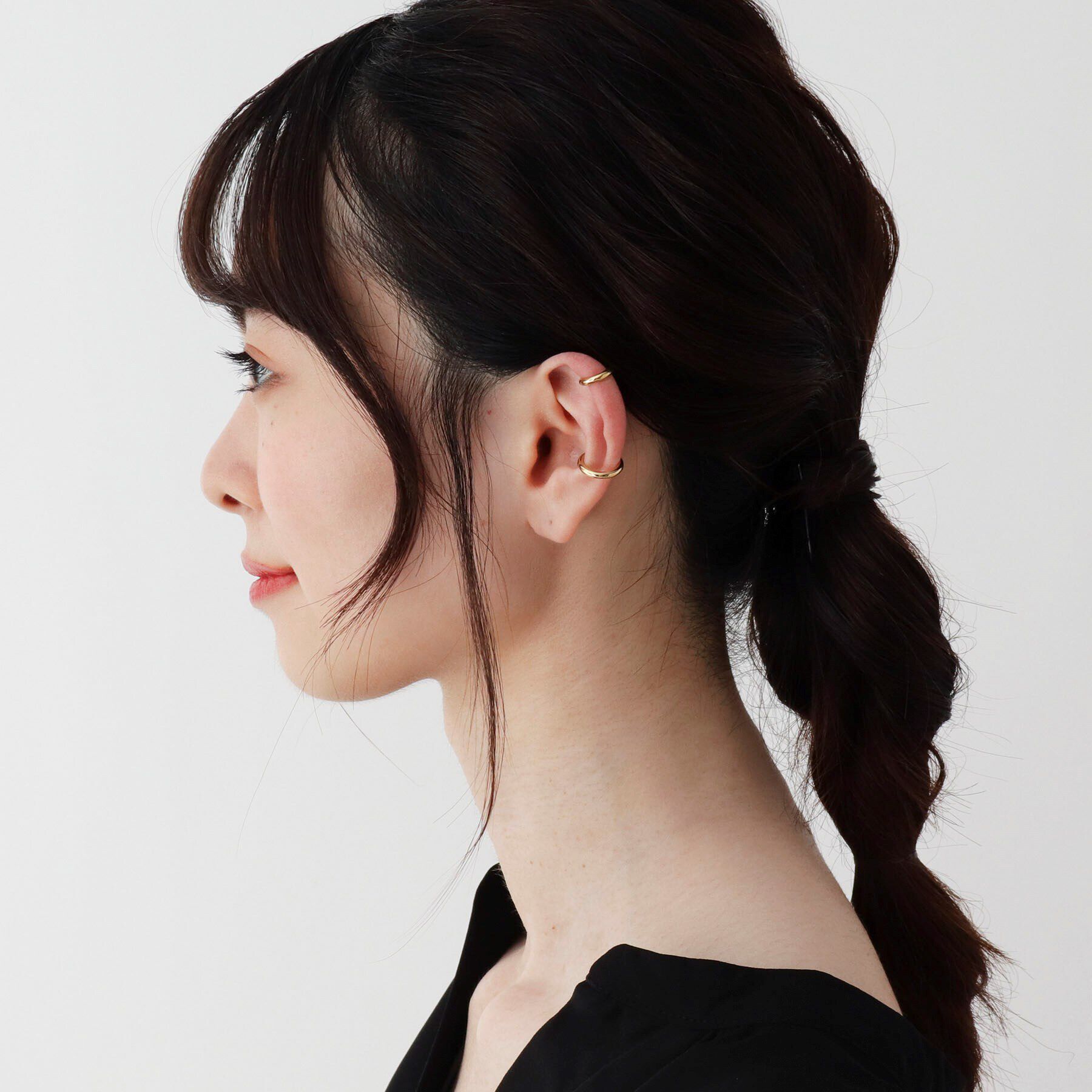 COCOSHNIK「シルバー ダブルフープ ヘリックスイヤーカフ」|イヤーカフ|