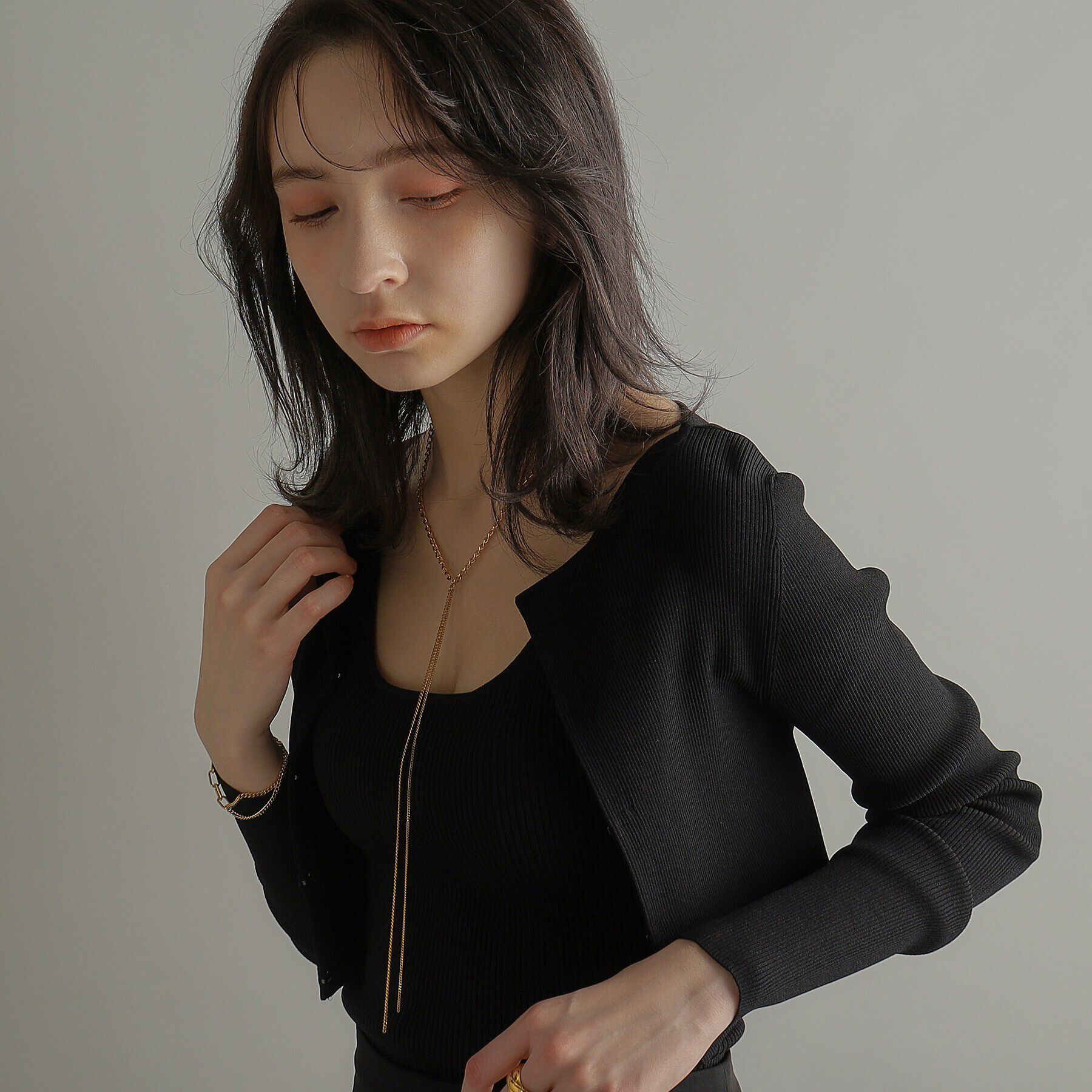 COCOSHNIK ONKITSCH「シルバー ミックスカーブチェーンフリンジ ネックレス GP」|ネックレス|