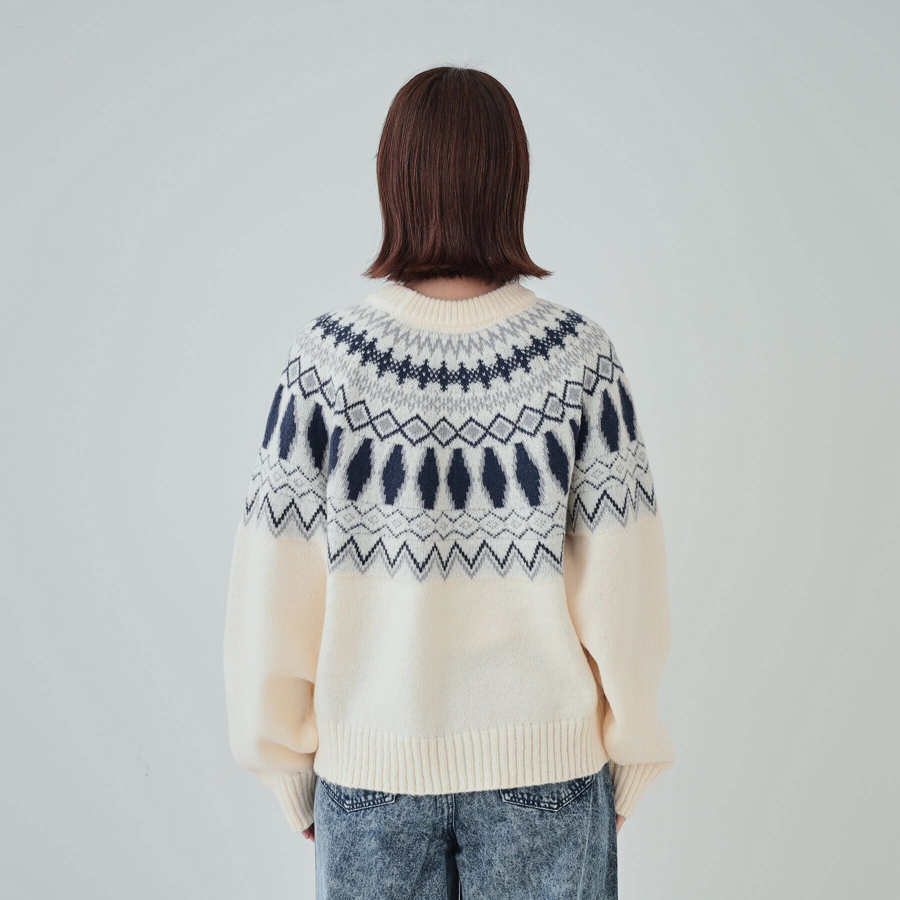 SHOO･LA･RUE「【S-LL】ゆるっと大人レトロなノスタルジック求心柄ニット」|ニット・セーター|