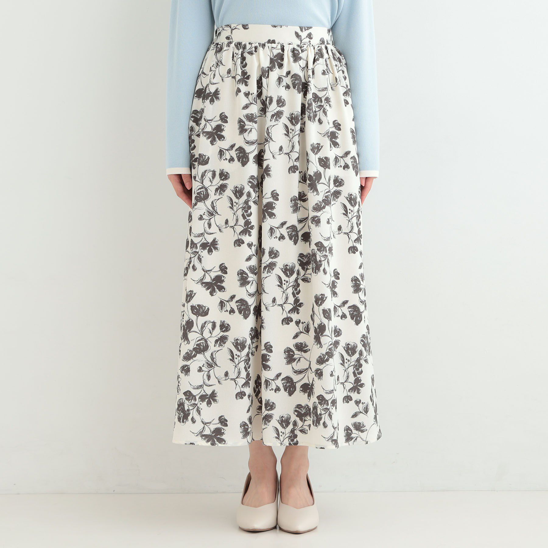 SHOO･LA･RUE「【着丈選べる】ふんわり揺れる アソート柄フレアスカート」|スカート|