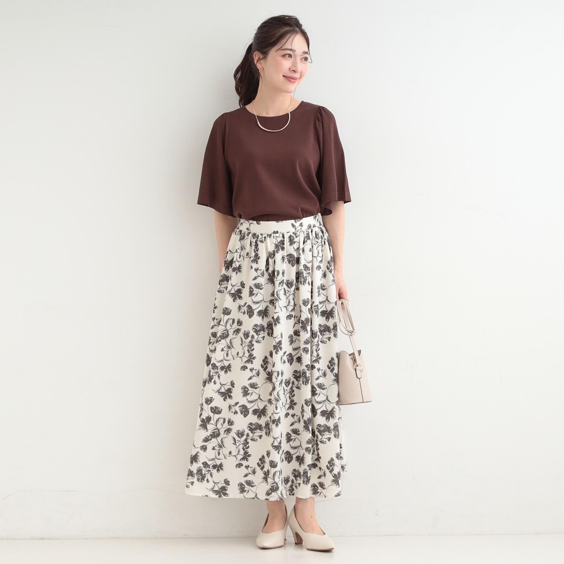 SHOO･LA･RUE「【着丈選べる】ふんわり揺れる アソート柄フレアスカート」|スカート|
