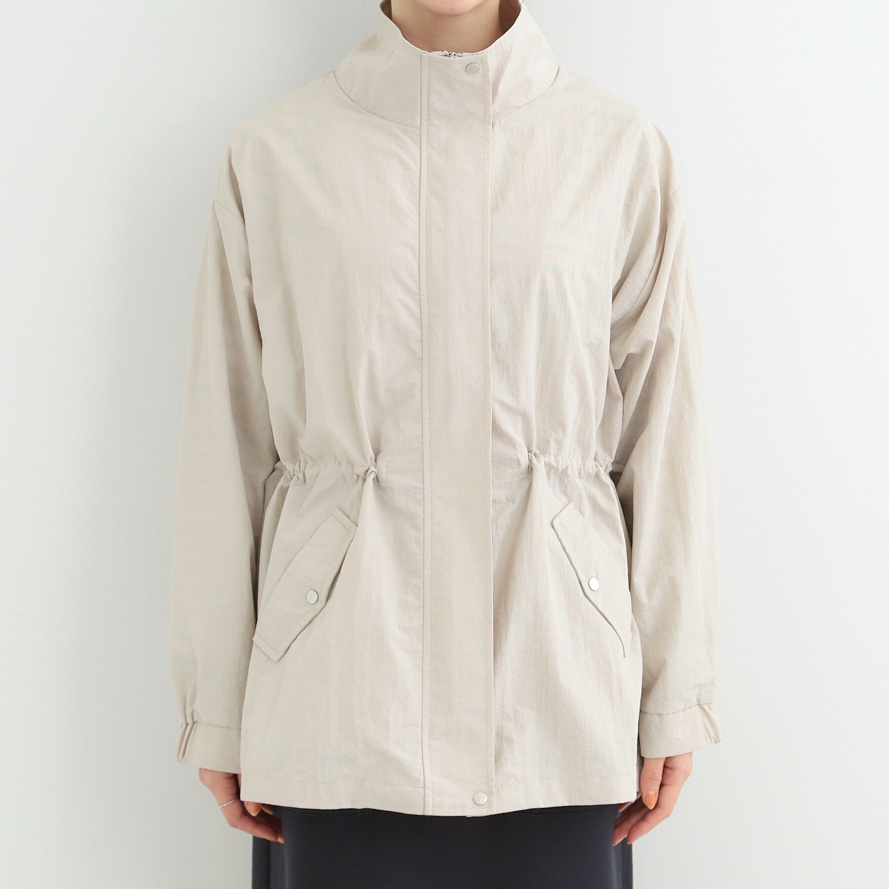 SHOO･LA･RUE「【防花粉/S-LL】ウエストマークですっきり見え　軽やかスタンドブルゾン」|ブルゾン・スタジャン|