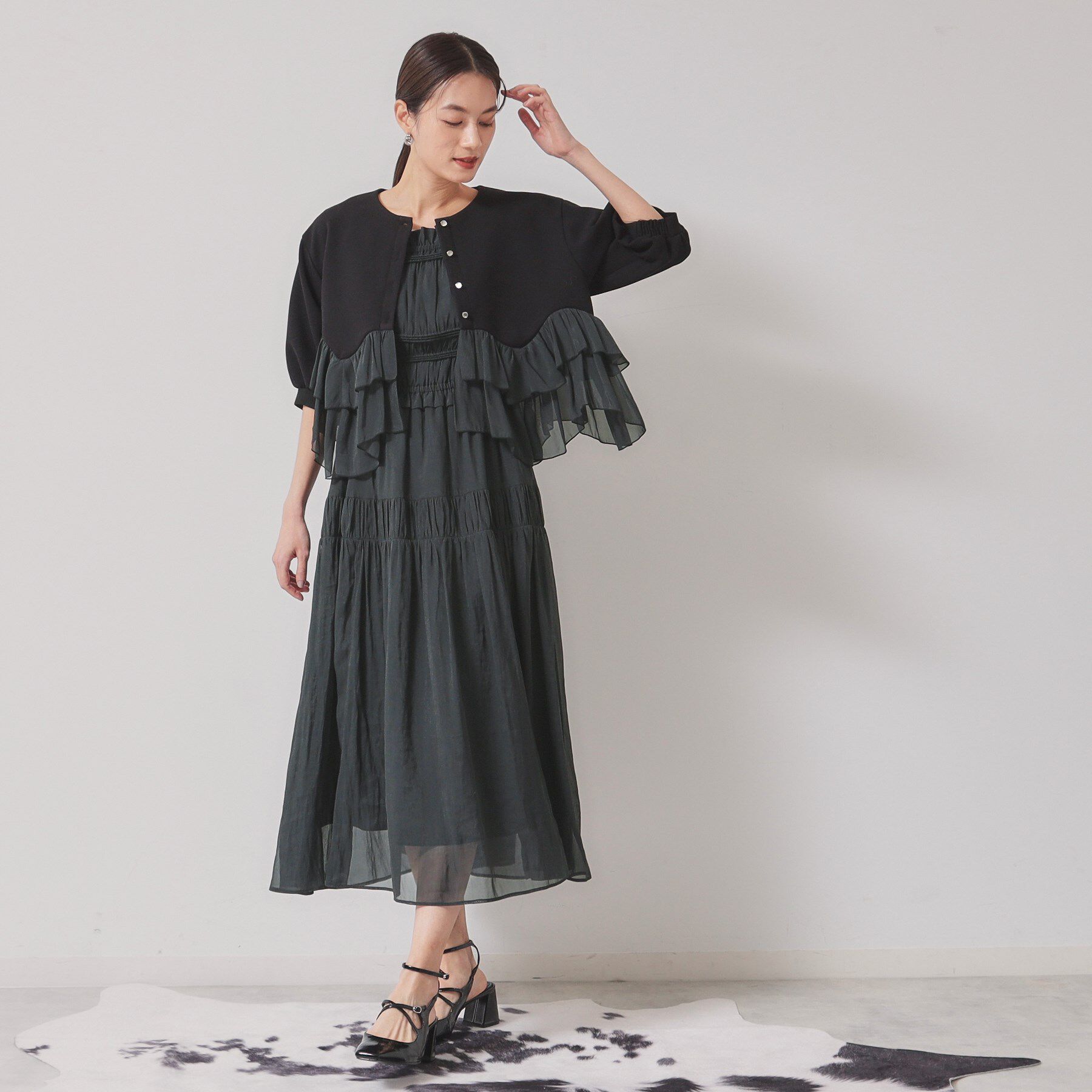 SunaUna「【羽織り】ペプラムブルゾン」|カーディガン|