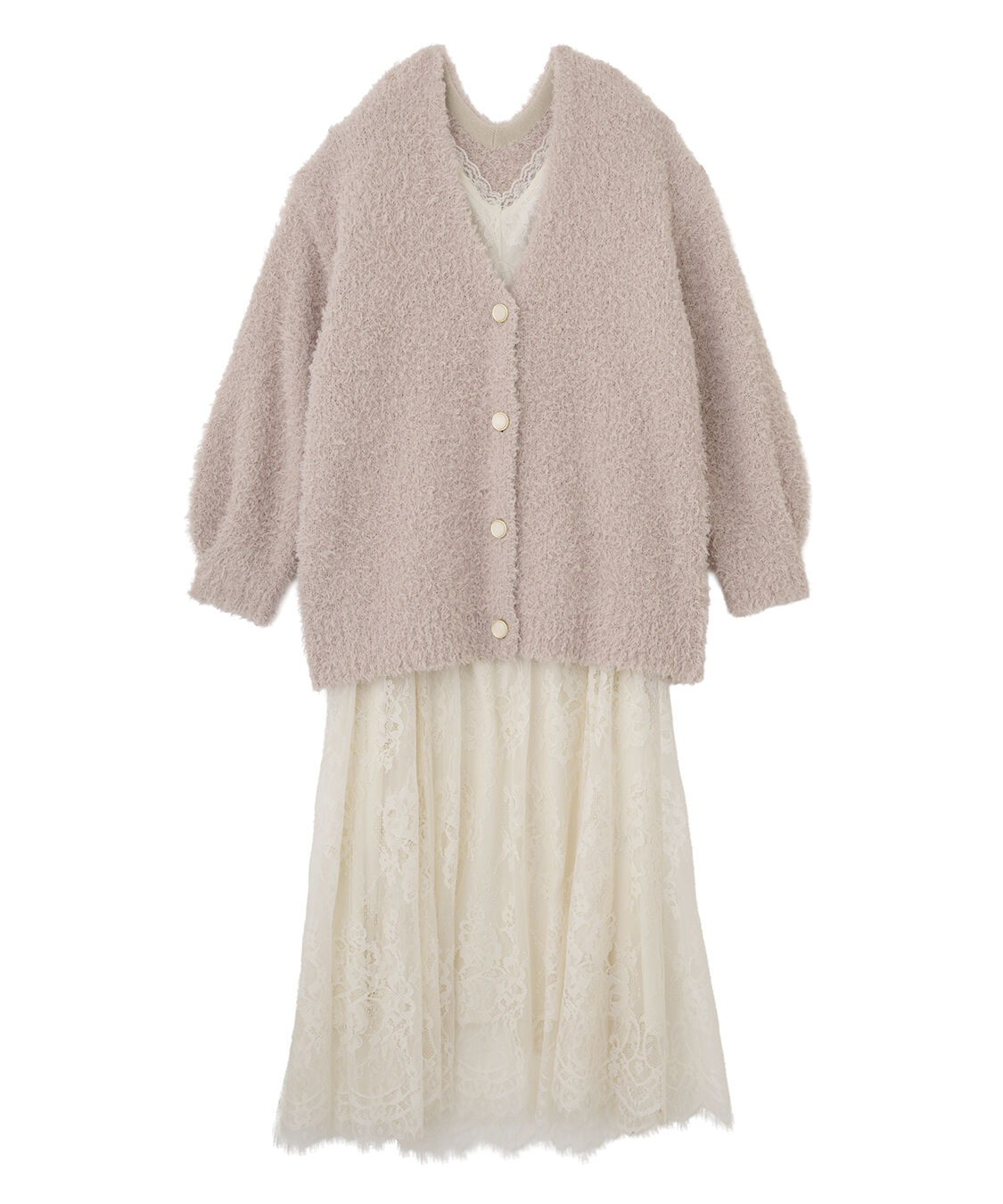 COCO DEAL「ニットカーデ&times;レースキャミワンピース」|ワンピース|