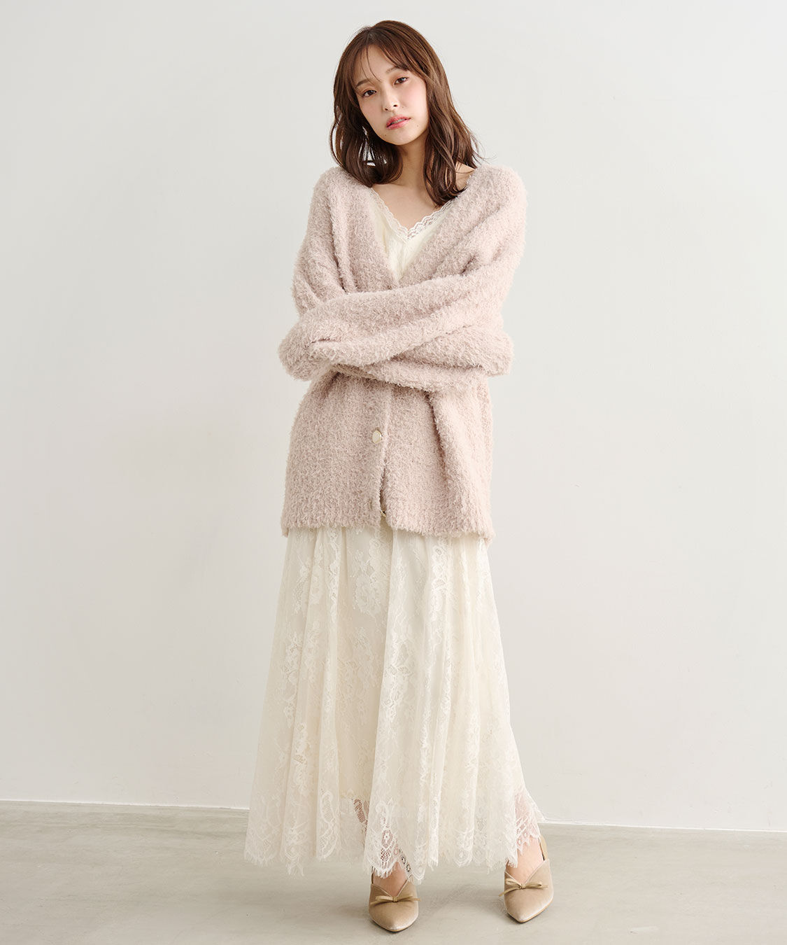 COCO DEAL「ニットカーデ&times;レースキャミワンピース」|ワンピース|