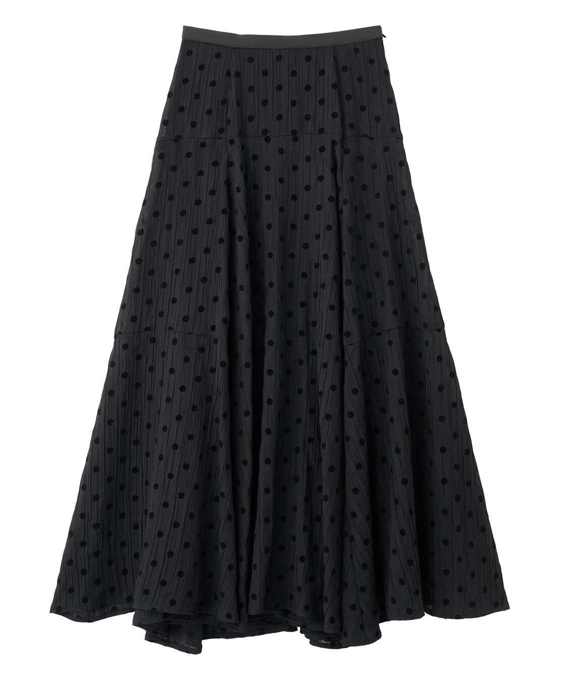 COCO DEAL「フロッキードットフレアスカート」|スカート|ブラック