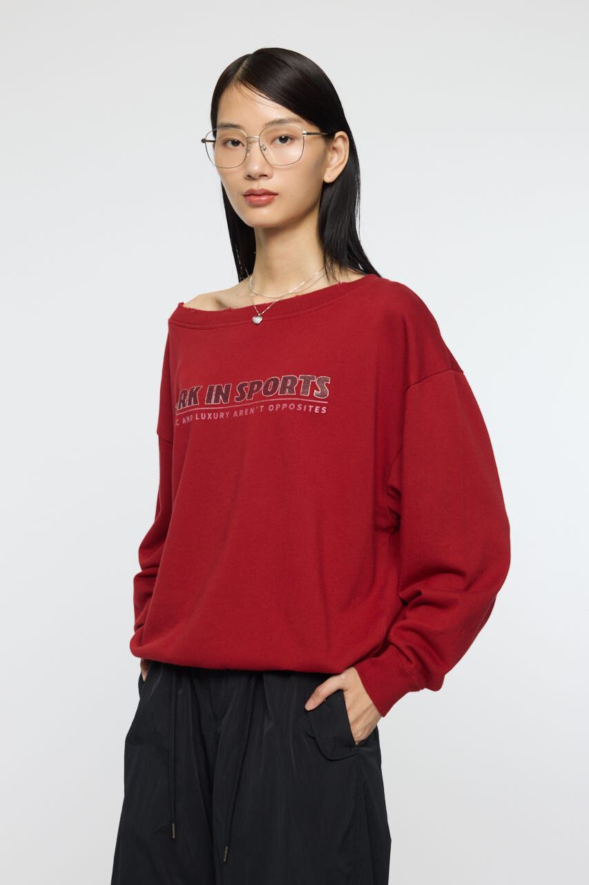 MOUSSY「OFF SHOULDER LOGO SWEAT プルオーバー」|パーカー|