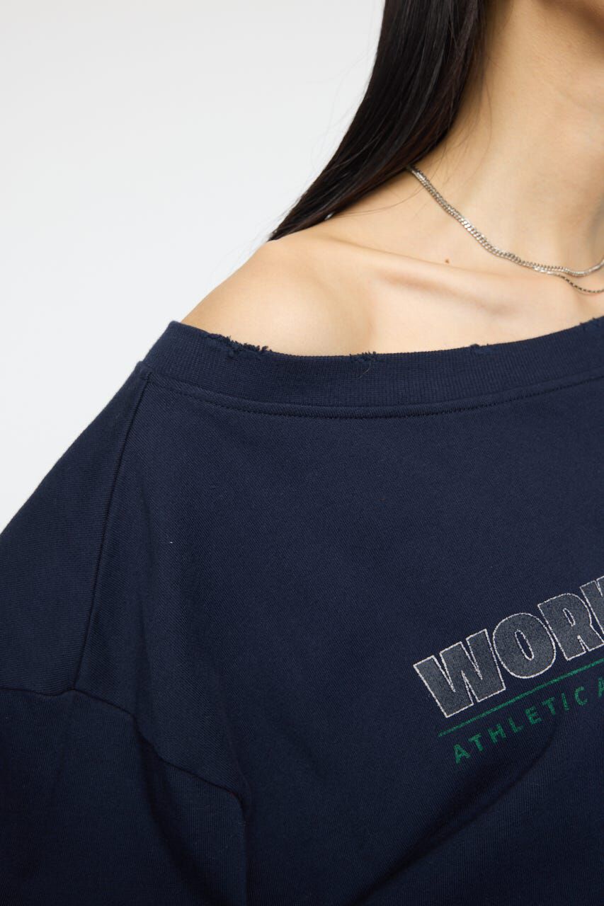 MOUSSY「OFF SHOULDER LOGO SWEAT プルオーバー」|パーカー|