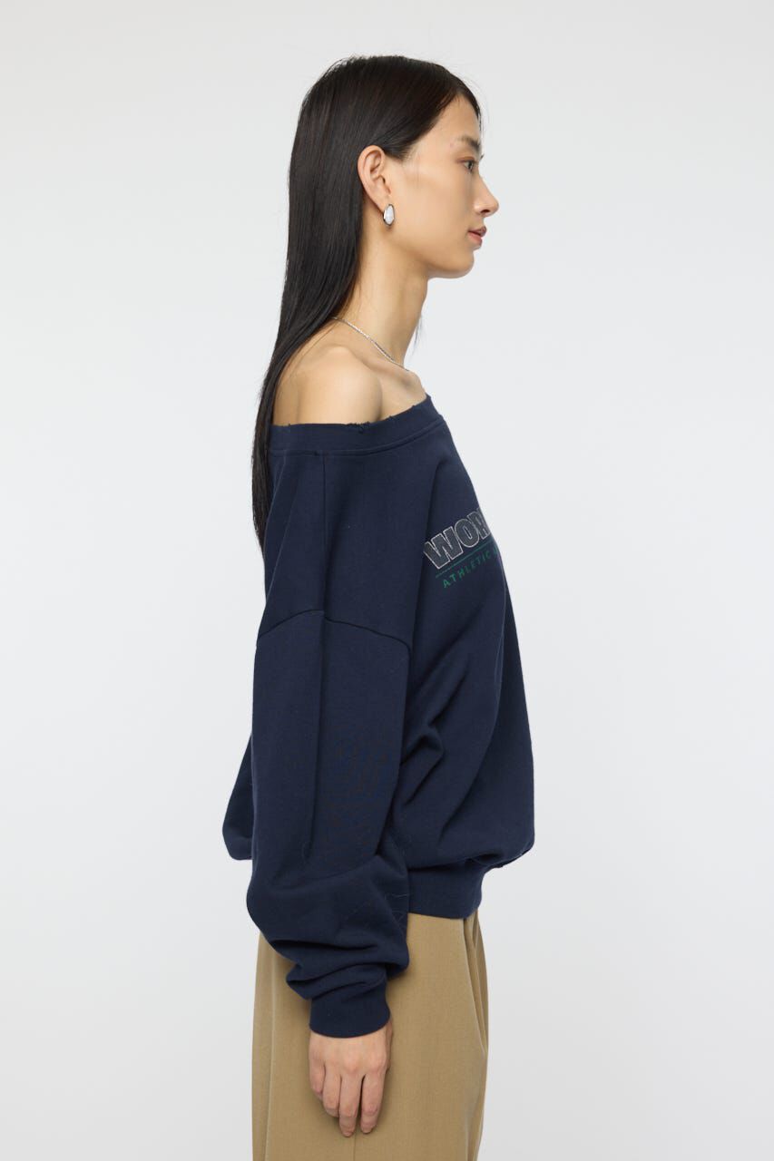 MOUSSY「OFF SHOULDER LOGO SWEAT プルオーバー」|パーカー|