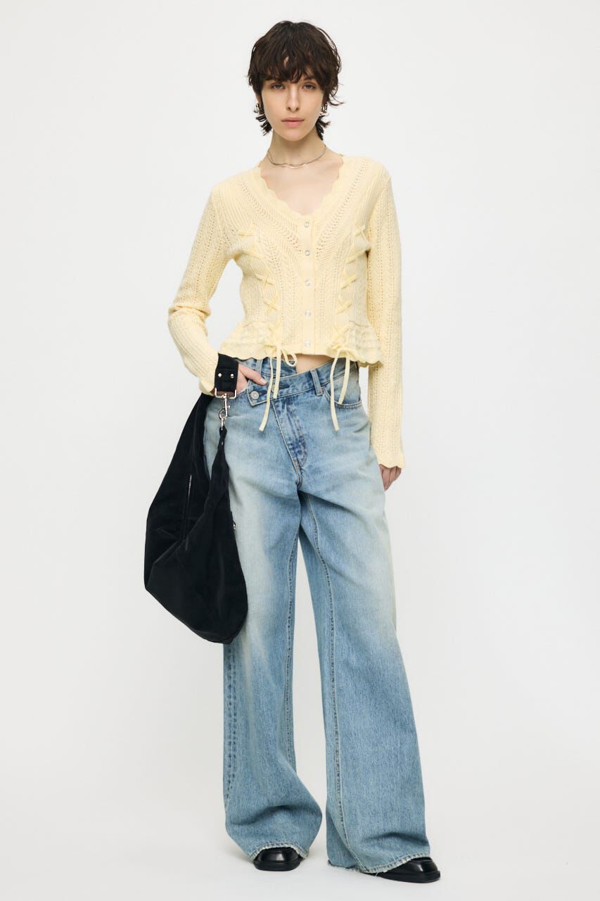 MOUSSY「LACE UP RIBBON カーディガン」|ニット・セーター|