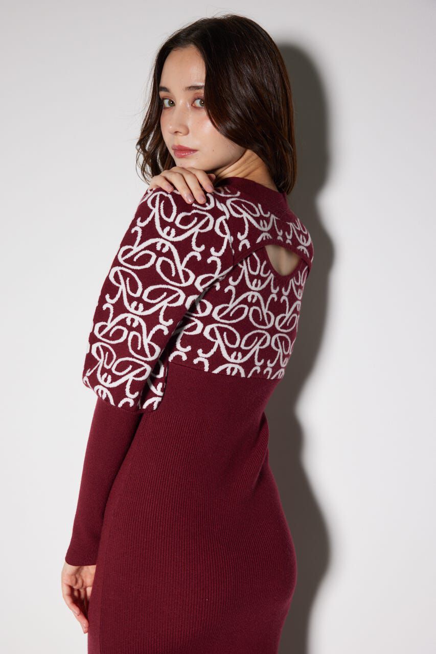 rienda「ロゴジャガードニットタイトワンピース」|ワンピース|