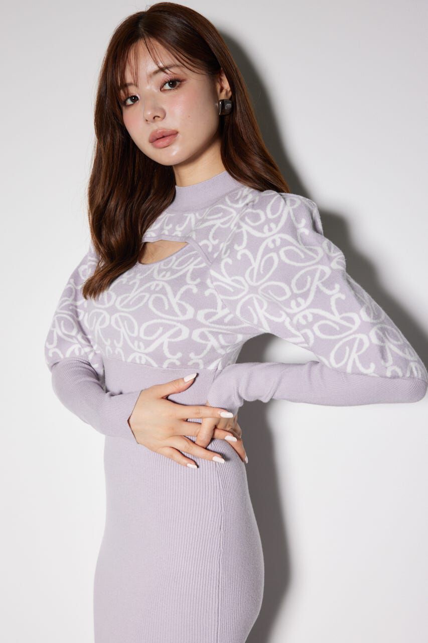 rienda「ロゴジャガードニットタイトワンピース」|ワンピース|