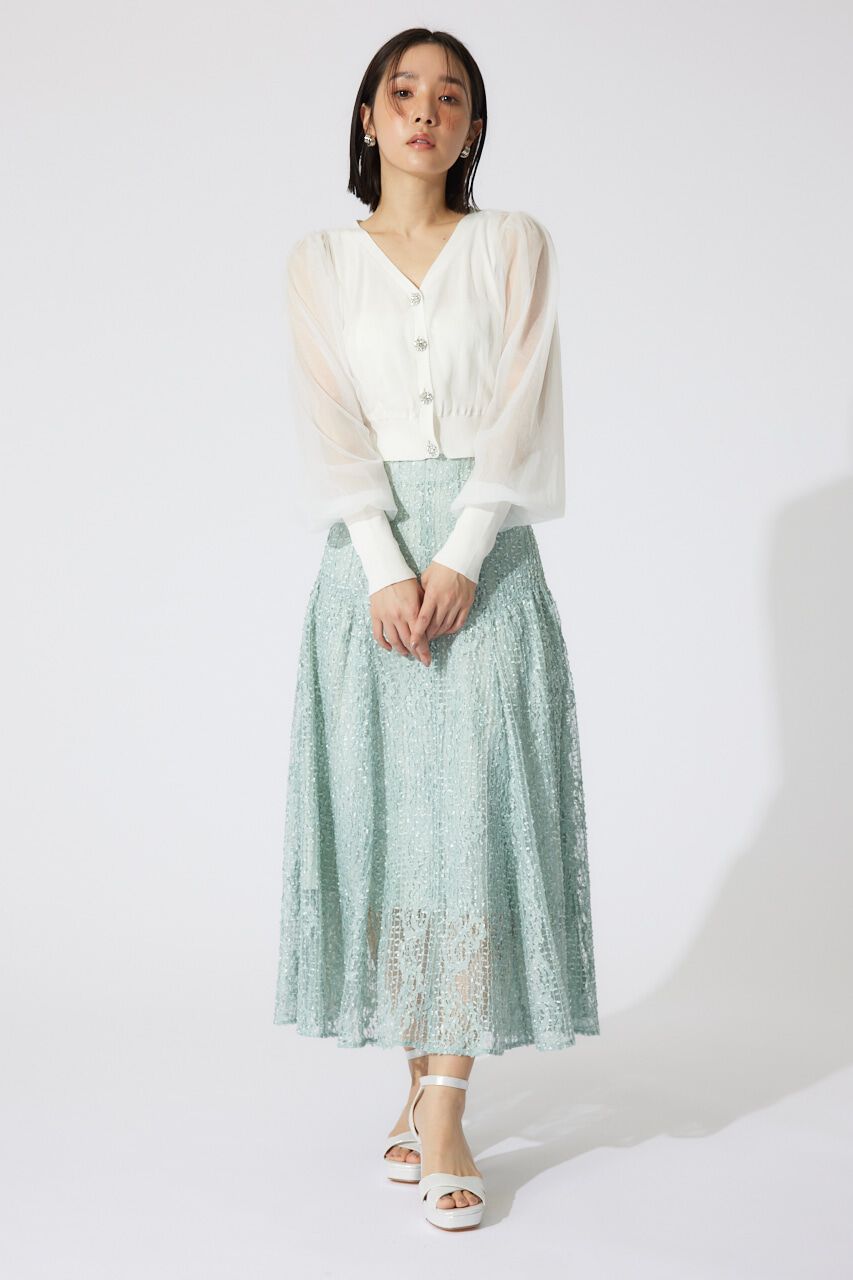 rienda「チュールドッキングシアーニットカーディガン」|カーディガン|