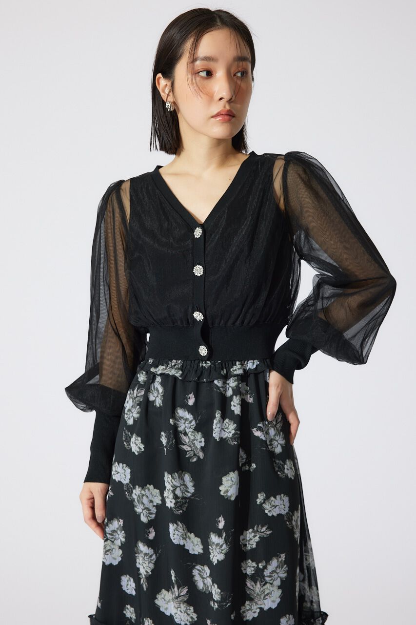 rienda「チュールドッキングシアーニットカーディガン」|カーディガン|