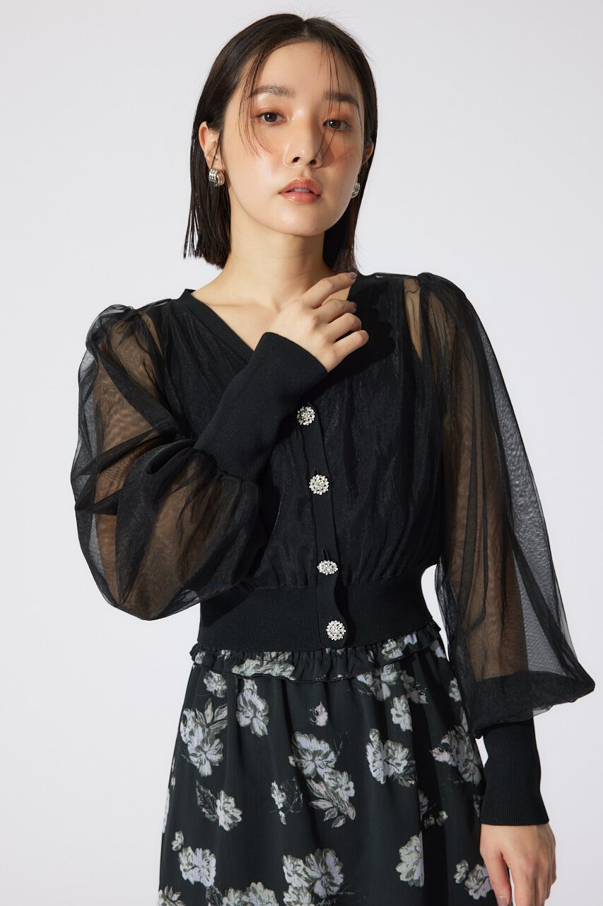 rienda「チュールドッキングシアーニットカーディガン」|カーディガン|