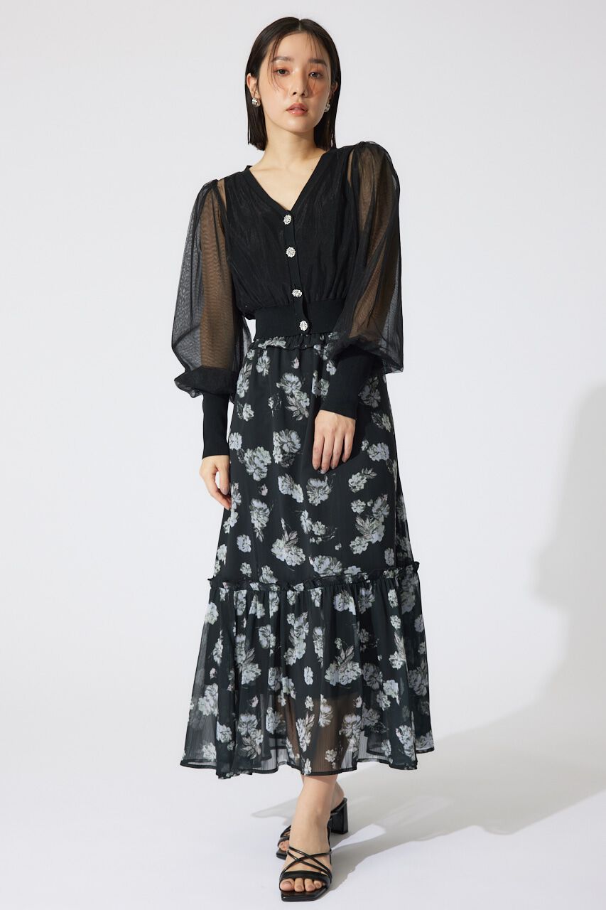 rienda「チュールドッキングシアーニットカーディガン」|カーディガン|