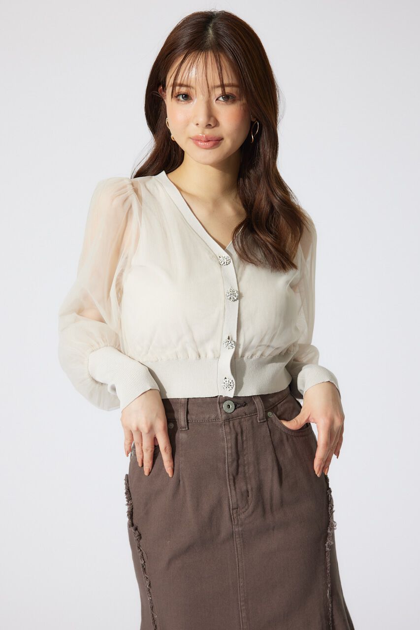 rienda「チュールドッキングシアーニットカーディガン」|カーディガン|