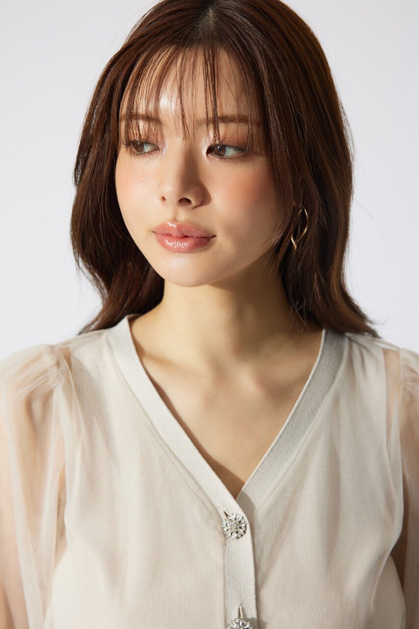 rienda「チュールドッキングシアーニットカーディガン」|カーディガン|