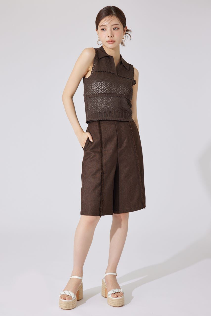 rienda「スキッパークロシェニットトップス」|シャツ・ブラウス|