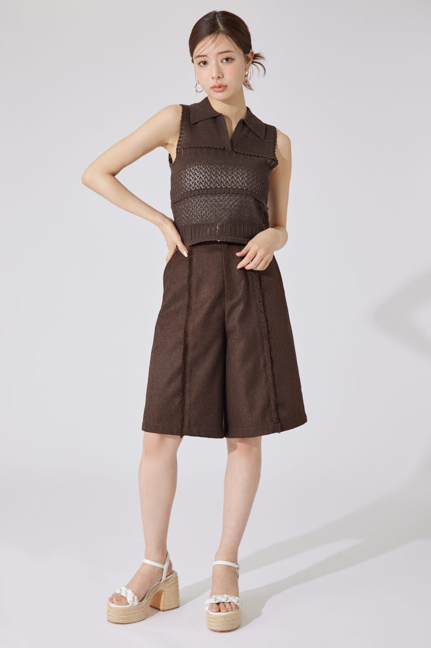 rienda「スキッパークロシェニットトップス」|シャツ・ブラウス|