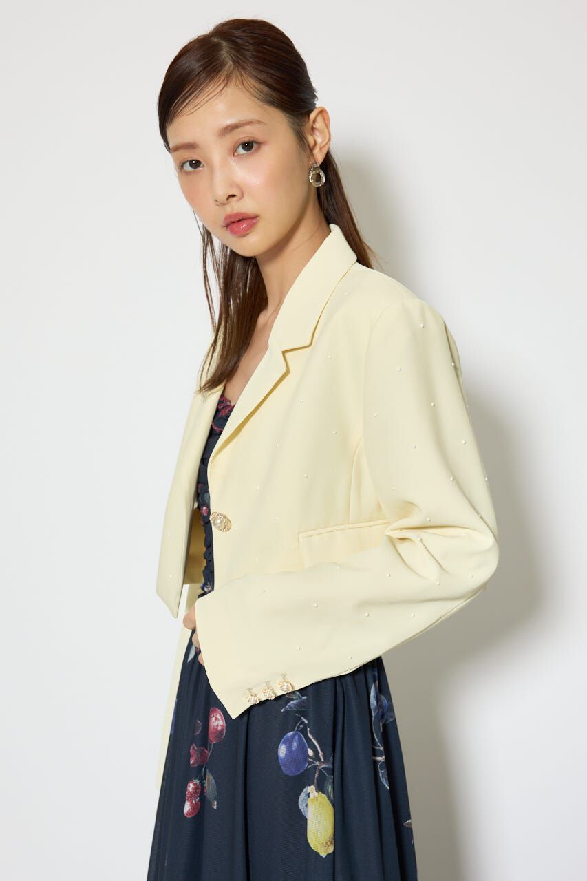 rienda「パール付きシングルショートテーラードジャケット」|その他|