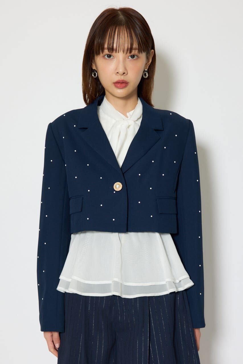 rienda「パール付きシングルショートテーラードジャケット」|その他|