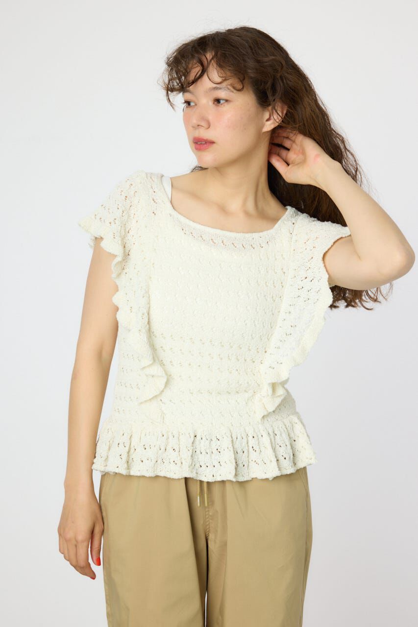 RODEO CROWNS「2WAYフリルクロシェニットトップス」|タンクトップ|