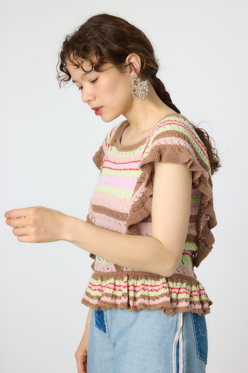 RODEO CROWNS「2WAYフリルクロシェニットトップス」|タンクトップ|