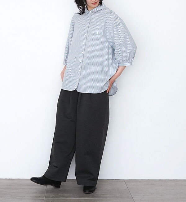 休日と詩「小さなポケットと襟のシャツ"7分袖"」|シャツ・ブラウス|