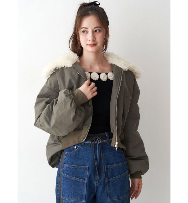 CALNAMUR「ファーカラーバルーンブルゾン」|ブルゾン・スタジャン|