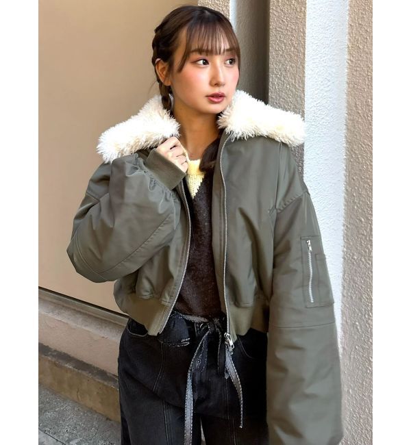 CALNAMUR「ファーカラーバルーンブルゾン」|ブルゾン・スタジャン|カーキ