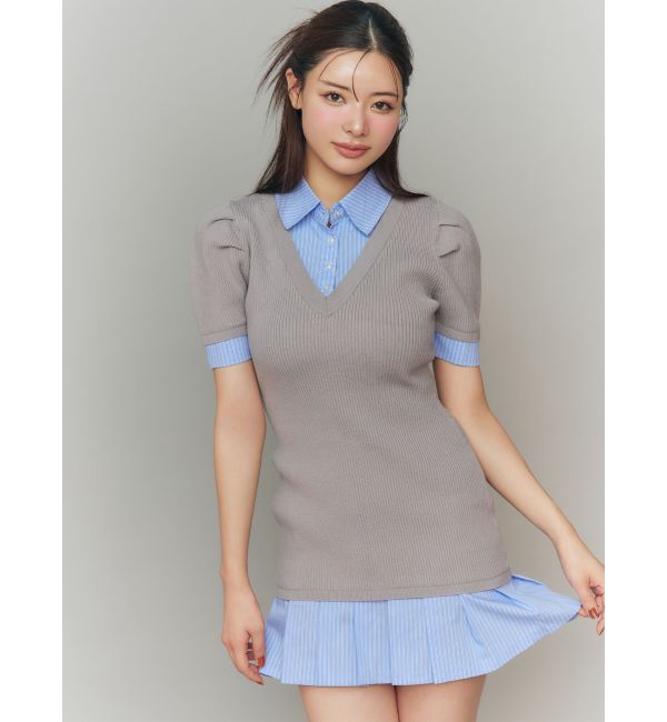 RESEXXY「シャツレイヤードミニニットワンピース」|ワンピース|