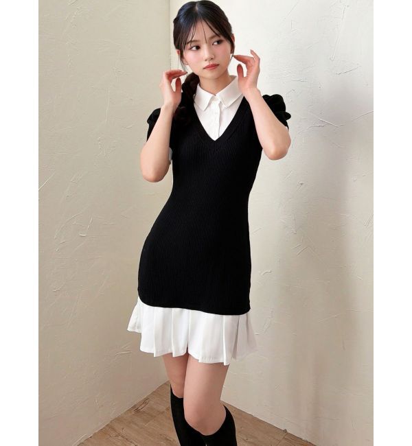 RESEXXY「シャツレイヤードミニニットワンピース」|ワンピース|