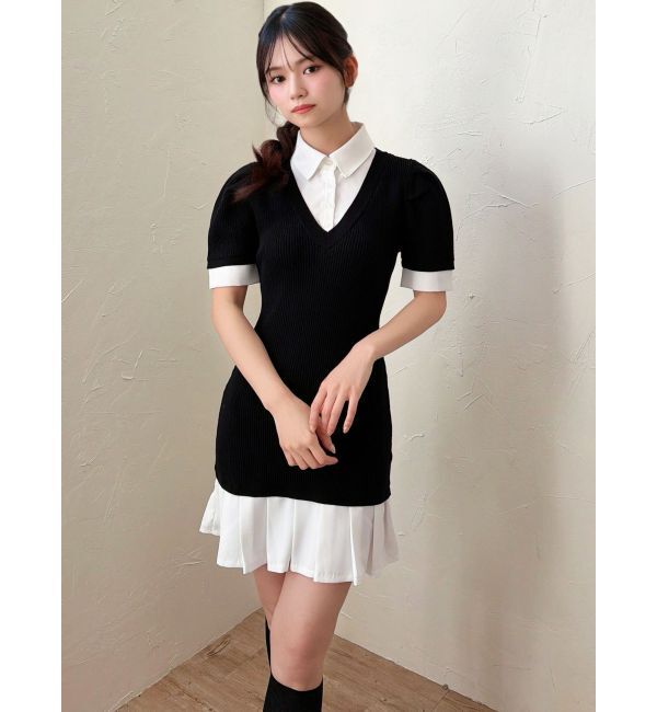 RESEXXY「シャツレイヤードミニニットワンピース」|ワンピース|